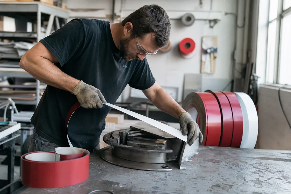 Fabricator bending aluminum returns for channel letters